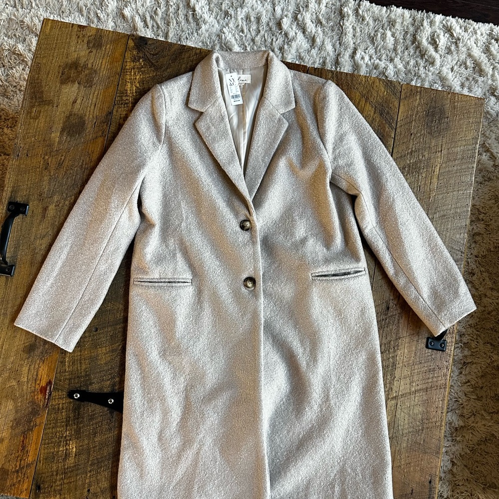 New York & Company Beige Blazer Coat